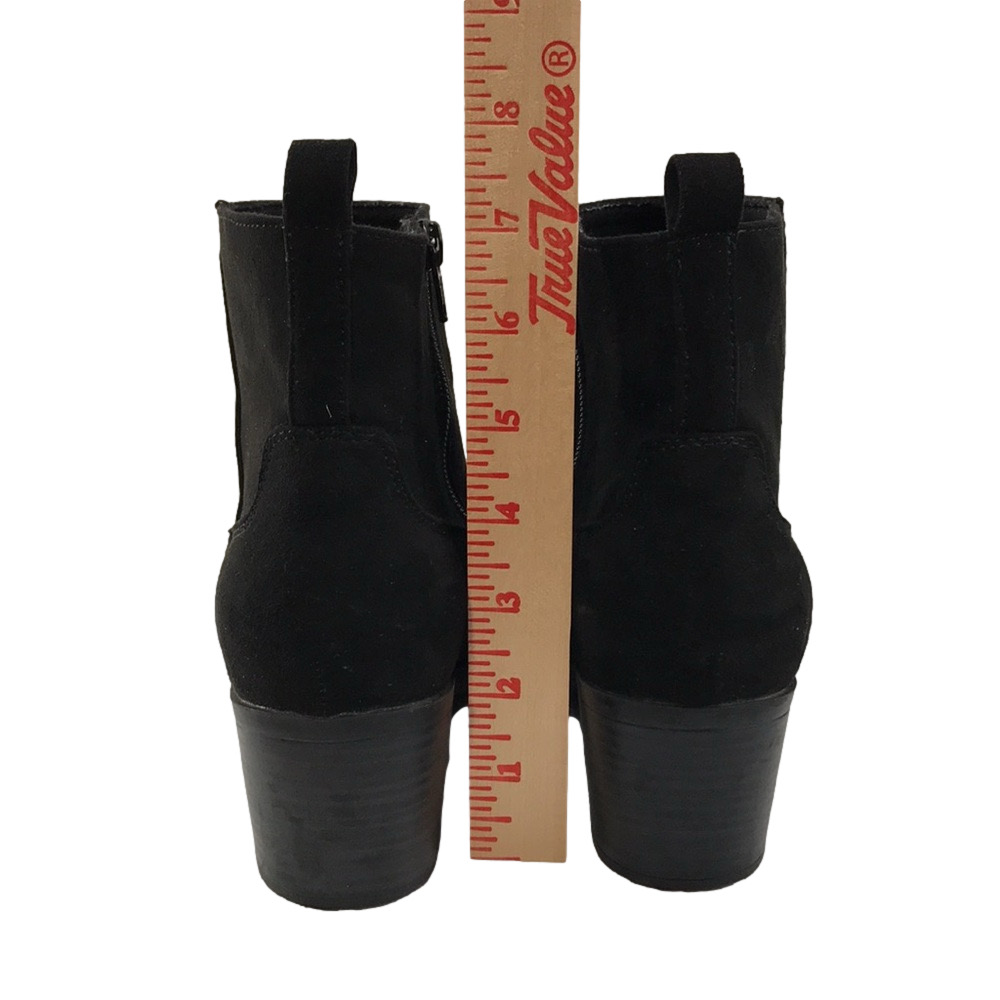 OLD NAVY—BLACKJACK—Faux Suede SideZip Chunky Stacked Heel Western Ankle Bootie—8 - Picture 13 of 17